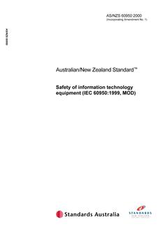 AS/NZS 60950: 06/05/2000 Safety of information technology equipment (IEC 60950:1999, MOD)