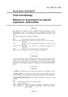 AS 1766.2.5: 12/31/1990 Food microbiology, Method 2.5: Examination for specific organisms – Salmonellae