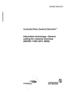 AS/NZS 3080: 05/29/2013 Information technology – Generic cabling for customer premises (ISO/IEC 11801:2011, MOD)