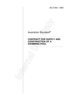 AS 2160: 01/01/1984 Contract for the supply and construction of a swimming pool