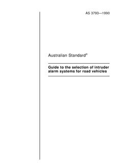 AS 3793: 09/16/1990 Guide to the selection of intruder alarm systems for road vehicles
