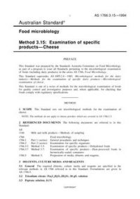 AS 1766.3.15: 01/01/1994 Food microbiology, Method 3.15: Examination of specific products – Cheese
