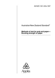 AS/NZS 1301.403S: 01/05/1997 Methods of test for pulp and paper, Part 403S: Bursting strength of paper