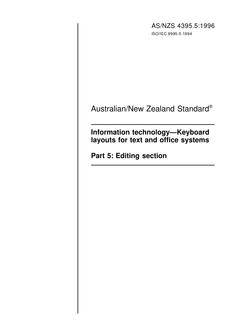 AS/NZS 4395.5: 05/05/1996 Information technology – Keyboard layouts for text and office systems, Part 5: Editing section
