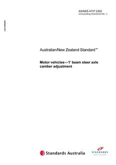 AS/NZS 4737: 09/16/2002 Motor vehicles – ‘I’ beam steer axle camber adjustment AS/NZS 4737: 09/16/2002 Motor vehicles – ‘I’ beam steer axle camber adjustment