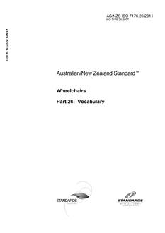 AS/NZS ISO 7176.26: 12/20/2011 Wheelchairs, Part 26: Vocabulary Handbook / Manual / Guide