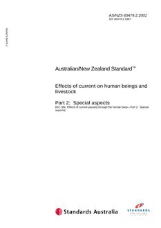 AS/NZS 60479.2: 10/03/2002 Effects of current on human beings and livestock, Part 2: Special aspects