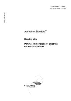 AS 60118.12: 02/20/2007 Hearing aids, Part 12: Dimensions of electrical connector systems
