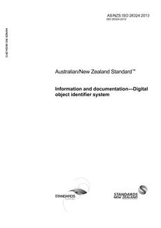 AS/NZS ISO 26324: 05/13/2013 Information and documentation – Digital object identifier system