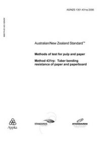 AS/NZS 1301.431RP: 11/07/2006 Methods of test for pulp and paper, Method 431RP: Taber bending resistance of paper and paperboard