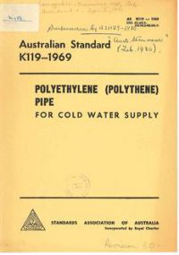AS K119: 01/01/1969 Polyethylene (polythene) pipe for cold water supply