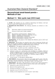 AS/NZS 4266.11: 04/05/1995 Reconstituted wood-based panels – Methods of test, Method 11: Wet cyclic test (V313 test)