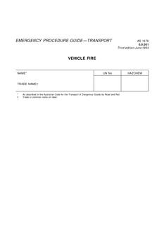 AS 1678.0.0.001: 01/01/1994 Emergency procedure guide – Transport – Vehicle fire