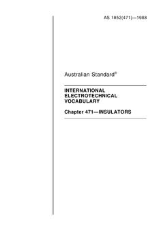 AS 1852.471: 12/31/1987 International electrotechnical vocabulary – Insulators