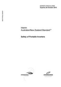 AS/NZS 4763(INT): 01/01/2006 Safety of Portable Inverters