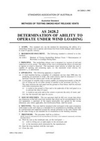 AS 2428.2: 11/03/1983 Methods of testing smoke/heat release vents – Determination of ability to open under wind loading