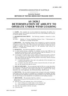 AS 2428.2: 11/03/1983 Methods of testing smoke/heat release vents – Determination of ability to open under wind loading