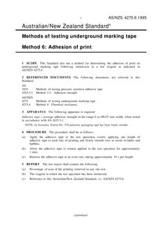AS/NZS 4275.6: 04/05/1995 Methods of testing underground marking tape, Method 6: Adhesion of print