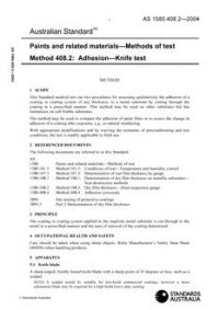 AS 1580.408.2: 11/26/2004 Paints and related materials – Methods of test, Method 408.2: Adhesion – Knife test