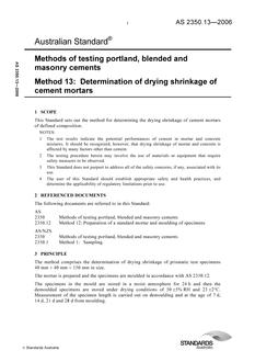 AS 2350.13: 12/29/2006 Methods of testing portland, blended and masonry cements, Method 13: Determination of drying shrinkage of cement mortars
