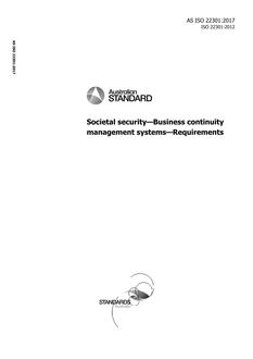 AS ISO 22301: 08/28/2017 Societal security – Business continuity management systems – Requirements