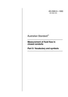 AS 2360.0: 12/20/1993 Measurement of fluid flow in closed conduits, Part 0: Vocabulary and symbols
