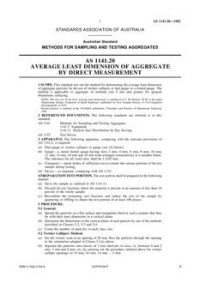 AS 1141.20: 12/31/1981 Methods for sampling and testing aggregates – Average least dimension of aggregate by direct measurement