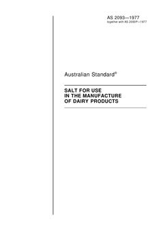 AS 2093: 12/31/1976 Salt for use in the manufacture of dairy products