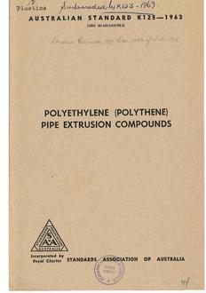 AS K125: 01/01/1963 Polyethylene (polythene) pipe extrusion compounds