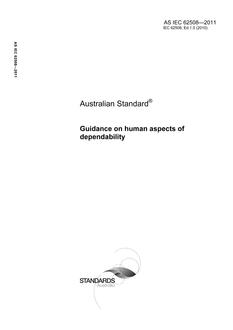 AS IEC 62508: 01/01/2011 Guidance on human aspects of dependability