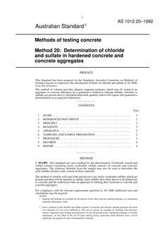 AS 1012.20: 06/15/1992 Methods of testing concrete, Method 20: Determination of chloride and sulfate in hardened concrete and concrete aggregates