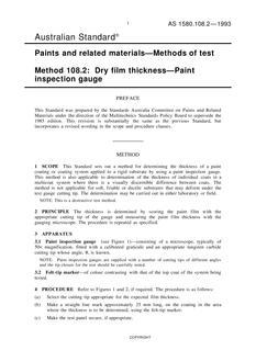 AS 1580.108.2: 01/01/1993 Paints and related materials – Methods of test, Method 108.2: Dry film thickness – Paint inspection gauge