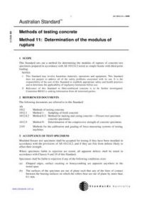 AS 1012.11: 05/18/2000 Methods of testing concrete, Method 11: Determination of the modulus of rupture