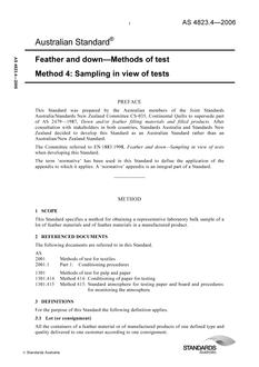 AS 4823.4: 11/22/2006 Feather and down – Methods of test – Sampling in view of tests