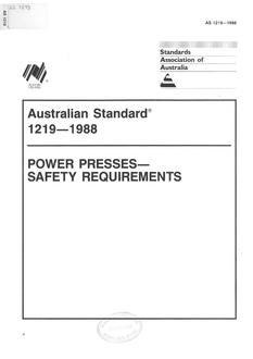 AS 1219: 12/31/1987 Power presses – Safety requirements