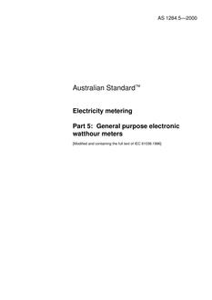 AS 1284.5: 01/10/2000 Electricity metering, Part 5: General purpose electronic watthour meters