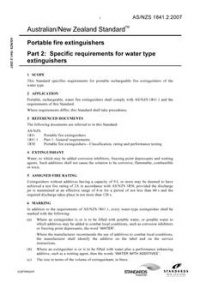 AS/NZS 1841.2: 08/31/2007 Portable fire extinguishers, Part 2: Specific requirements for water type extinguishers