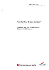 AS/NZS 3191: 08/05/1996 Approval and test specification – Electric flexible cords AS/NZS 3191: 08/05/1996 Approval and test specification – Electric flexible cords