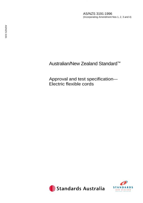 AS/NZS 3191: 08/05/1996 Approval and test specification – Electric flexible cords
