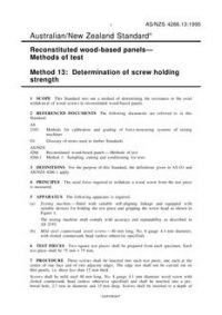 AS/NZS 4266.13: 04/05/1995 Reconstituted wood-based panels – Methods of test, Method 13: Determination of screw holding strength