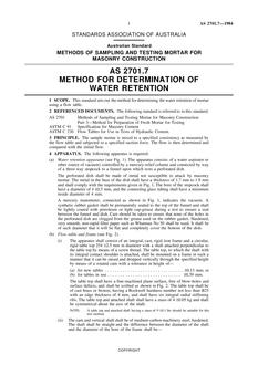AS 2701.7: 12/31/1983 Methods of sampling and testing mortar for masonry construction – Method for determination of water retention