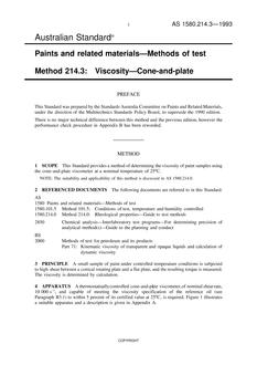 AS 1580.214.3: 01/01/1993 Paints and related materials – Methods of test, Method 214.3: Viscosity – Cone-and-plate