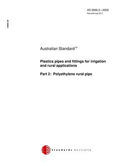 AS 2698.2: 04/03/2000 Plastics pipes and fittings for irrigation and rural applications, Part 2: Polyethylene rural pipe