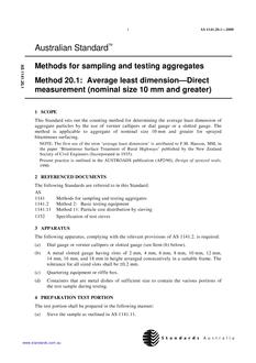 AS 1141.20.1: 08/01/2000 Methods for sampling and testing aggregates, Method 20.1: Average least dimension – Direct measurement (nominal size 10 mm and greater)