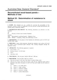 AS/NZS 4266.23: 06/05/1996 Reconstituted wood-based panels – Methods of test, Method 23: Determination of resistance to steam