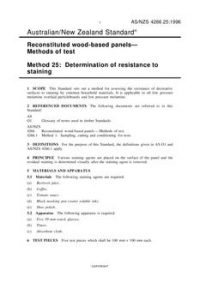 AS/NZS 4266.25: 06/05/1996 Reconstituted wood-based panels – Methods of test, Method 25: Determination of resistance to staining