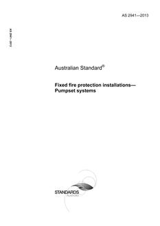AS 2941: 11/18/2013 Fixed fire protection installations – Pumpset systems