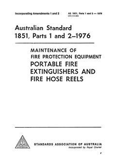 AS 1851.1: 01/01/1976 Maintenance of fire protection equipment, Part 1: Portable fire extinguishers