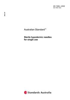 AS 1946: 01/01/2002 Sterile hypodermic needles for single use