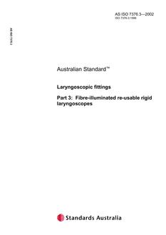 AS ISO 7376.3: 01/01/2002 Laryngoscopic fittings – Fibre-illuminated re-usable rigid laryngoscopes